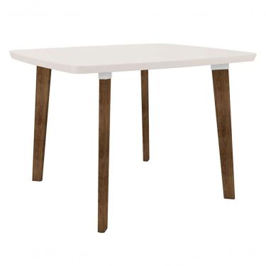 Imagem de Mesa De Jantar Jade 4 Lugares Pés Oblongo Off White Com Vidro - Rv Móveis