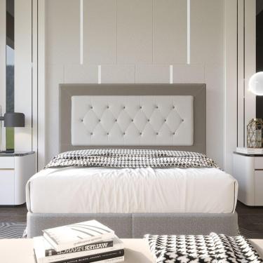 Imagem de Cabeceira Casal 1,60m Havana Suede Bege Dal Poz Estofados