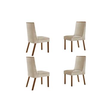 Imagem de Kit 4 Cadeiras de Cozinha Dakota 4 Un Madeira Capuccino/Suede Creme - Rufato