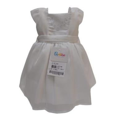 Imagem de Vestido Branco Bebê Menina Luxo Batizado Paraiso Verão 13950-Feminino