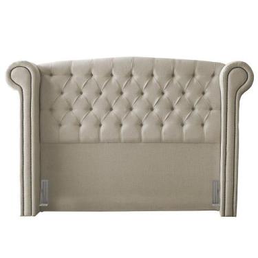 Imagem de Cabeceira Cama Box Casal King Size Adelle 195cm Com Frame Veludo Bege 