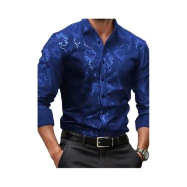 Imagem de Camisa Casual Masculina De Manga Longa Estampada, Moda Streetwear Para