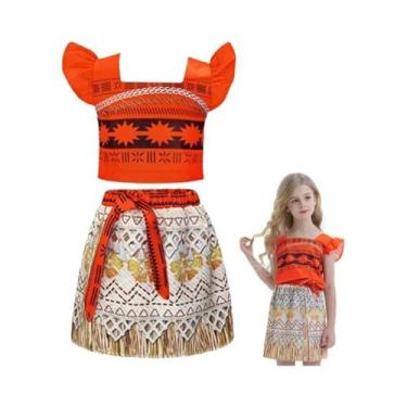Imagem de Vestido Infantil de Princesa Moana - Fantasia para Festa e Cosplay, 11