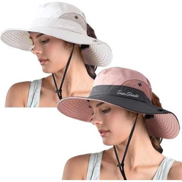 Imagem de Chapéu feminino ZOORON com rabo de cavalo Safari e proteção UV