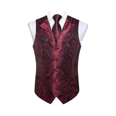 Imagem de Colete De Smoking Masculino De Seda Com Estampa Paisley, Conjunto De G