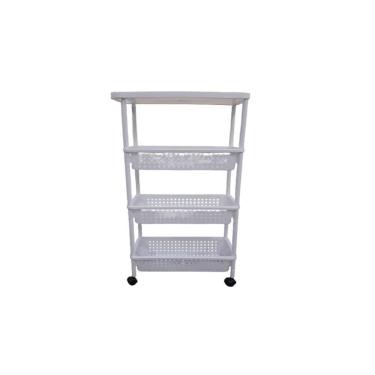 Imagem de Carrinho Organizador 4 Prateleiras Multiuso – Para Quarto, Sala, Varanda Branco