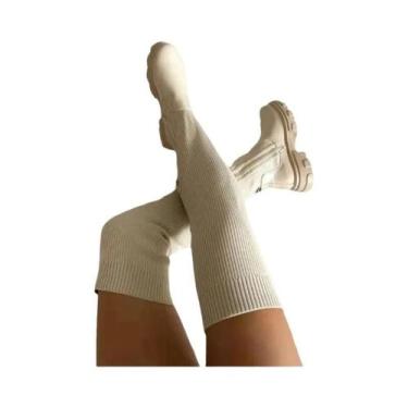 Imagem de Botas Femininas plus Size De Cano Alto Com Sola Grossa, Respiráveis, D