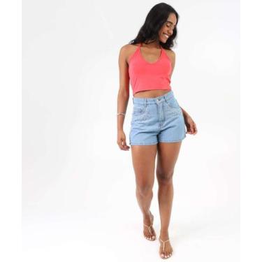 Imagem de Short Feminino Jeans Strass Bolsos Azul-68119 - VIZZY JEANS, 38, Jeans