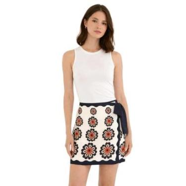 Imagem de Saia Páreo Farm Rio Fiorella Bege Seda-Feminino