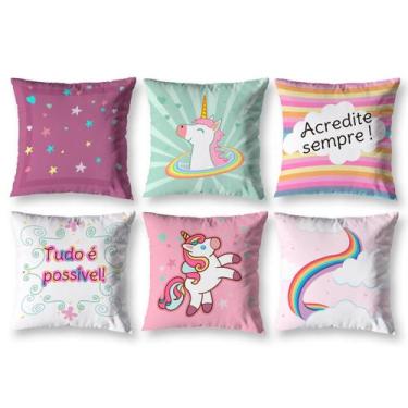 Imagem de Kit 6 Capa de Almofada Estampadas Infantil 40cm x 40cm Zíper invisível