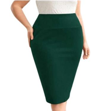 Imagem de Plus Size Saia Midi Bengaline Cintura Alta Com Lycra Veste Muito Bem T