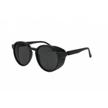 Imagem de Óculos de Sol Masculino Redondo Preto Estilo Retrô UV400-Masculino