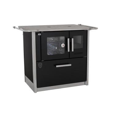 Imagem de Fogão a Lenha Doméstico Fornos Pinhal Eclipse com Chapa Ferro Fundido e Forno Inox Preto