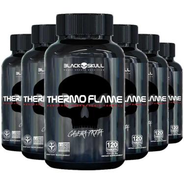 Imagem de 6x Thermo Flame Termogênico 120 Tab Cada Black Skull-Unissex