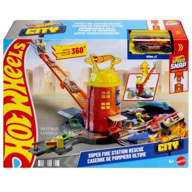 Imagem de Pista Com Carrinho Hot Wheels - Super Quartel Dos Bombeiros - Mattel