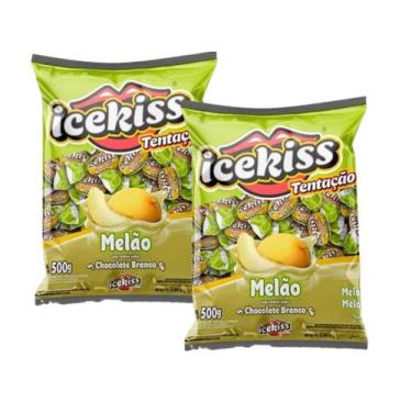 Imagem de Bala Icekiss Tentação Melão Chocolate Branco 500g - 2 pcts