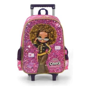 Imagem de Mochila Rodinhas Sem Alça Luxcel Lol OMG Rosa