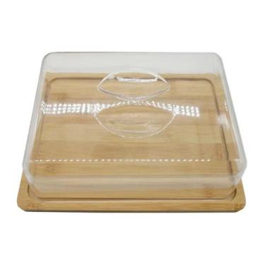 Imagem de Porta frios 1695 bambu tampa acrilico 24x18,5cm class home, UNICA