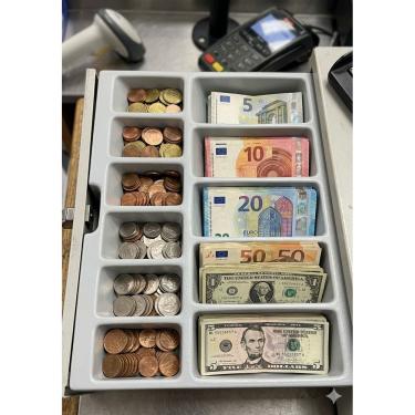 Imagem de Bandeja porta Notas e Moedas Dinheiro Cédulas Cinza 11 divisórias