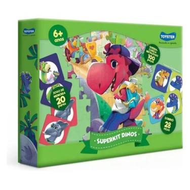 Imagem de Superkit Dinos Com 3 Jogos - Jogo da Memória, Quebra-Cabeça e Dominó -