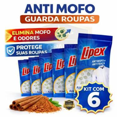 Imagem de Kit 6 Anti Mofo Lipex Guarda Roupas Canela Tira Odor Traça