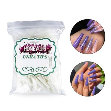 Imagem de 600 Tips Unha Postiça Curvatura C Natural Leitosa Honey Girl