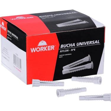 Imagem de Bucha de Nylon N graus 6 com Fixação em Todos os Tipos de Base e Flange Antirrotação Branco Worker 6X35MM 100 Unidades