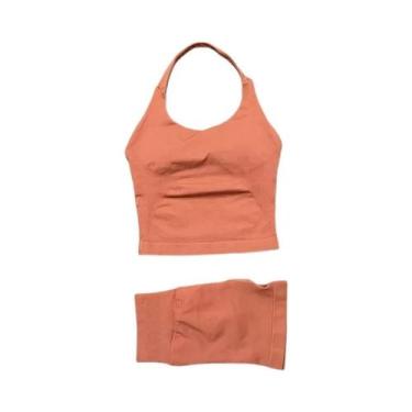 Imagem de Conjunto De Fitness Feminino: Top Halter Longline Antichoque E Shorts 