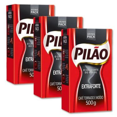 Imagem de Café Pilão Torrado e Moído Extra Forte 3 Pacotes de 500g