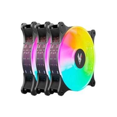 Imagem de Kit 3 Coolers 120mm Lite - LED ARGB - Preto - Hi Level - Diversos