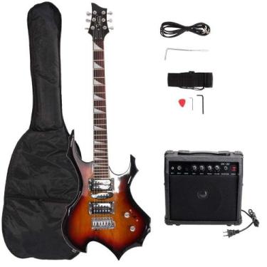 Imagem de Guitarra Elétrica GLARRY com Design de Chamas, Captador HSH e Amplific