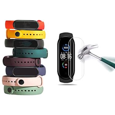 Imagem de Pulseiras de relógio TwiHill para Mi Band 6 e 5, pulseira de silicone de estilo clássico Correia de relógio para Xiaomi Smart Band 6 e 5, Kit com 8 unidades + 1 Películas Nano Bordas Pretas [TwiHill]