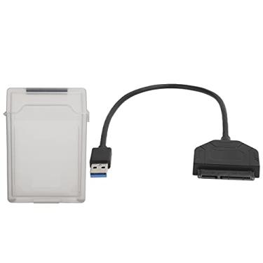 Imagem de Cabo de disco rígido HDD, adaptador SATA USB3.0 6Gbps Transferência de dados com caixa de proteção para laptop para Windows98SE ME 2000 XP 7/8/10 para PC(cinza)