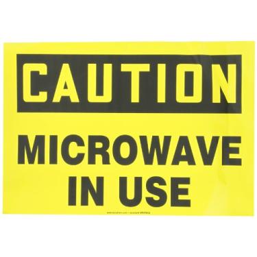 Imagem de Accuform MRAD602VS Placa de Segurança de Vinil Adesivo, Legend"Caution Microwave in USE", 25 cm de comprimento x 35,5 cm de largura x 0 cm de espessura, preto sobre amarelo