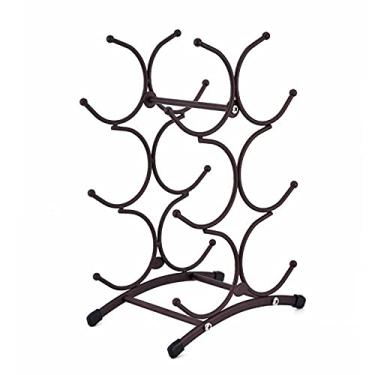 Imagem de Suporte para garrafa de vinho restaurante cozinha bar desktop ferro forjado suporte para vinho decoração de casa rack de vinho armazenamento de garrafas de vinho rack empilhável (cor: Bronze)