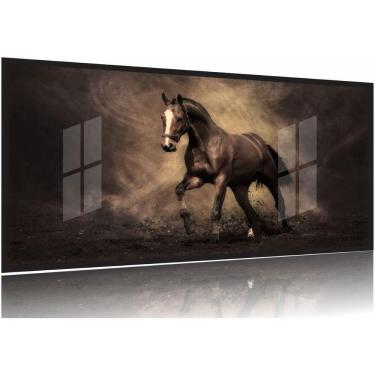 Imagem de Quadro Decorativo Cavalo Preto Sala Quarto 130x60 Moldura Preta 2x2