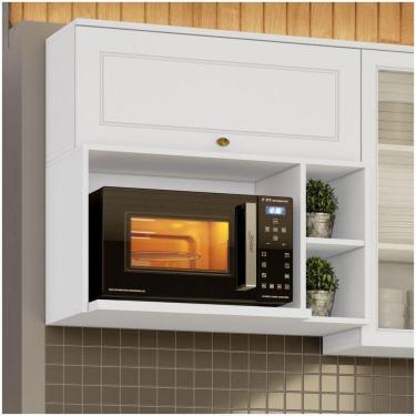 Imagem de Armário Aéreo Para Micro-ondas 02 Nichos 80cm Nova York Henn Branco Hp