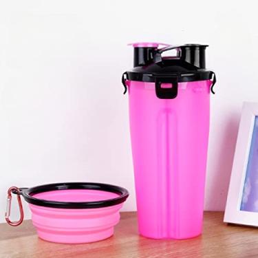Imagem de LeMall Garrafa de água para cães, garrafa de água portátil para viagem de cachorro à prova de vazamento, recipiente multifuncional de comida para cães e garrafa de água para cães para passeios ao ar livre roxo