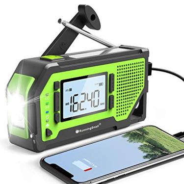 Imagem de Rádio de Emergência Solar Hand Crank AM/FM/NOAA Weather Radio com grande display LCD, Rádio de Sobrevivência Portátil com Lanterna LED, Tomada de Fone