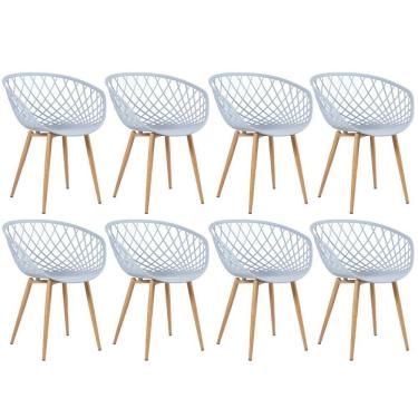 Imagem de Kit - 8 X Cadeiras Clarice Nest Com Apoio De Braços - Sidera - Cinza