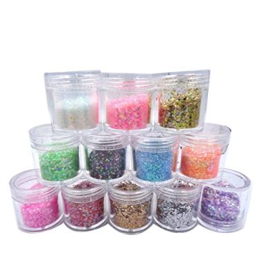 Imagem de 12un Potinhos Glitter Flocado Com Pó Para Decoração De Unhas (HS-114)