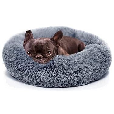 Imagem de Cama Nuvem Pet Redonda Gato Cachorro Pelúcia Macia Cinza Escuro 50cm