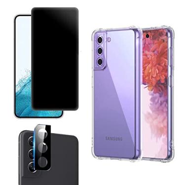 Imagem de Kit Capa Case Silicone Compatível com Galaxy S21 FE + Película Privacidade + Película Câmera