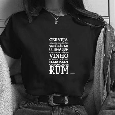 Imagem de Camiseta Blusa feminina frase de cerveja gelada e vinho Blusa Preta Algodao