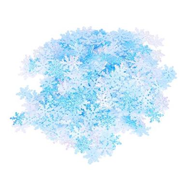 Imagem de Floco de neve confete azul branco brilho, decoração do país das maravilhas do inverno confete inverno congelado festa pacote aniversário chá de bebê folha de casamento lantejoulas metálicas mesa confe