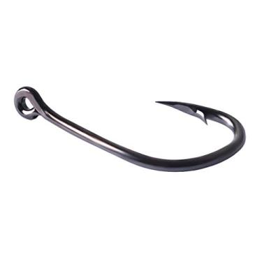 Imagem de KIZQYN Ganchos de pesca 100 peças gancho de pesca tubo de boca torta de aço de alto carbono anzol preto água salgada acessórios de pesca de peixe grandes (tamanho: 9 #)