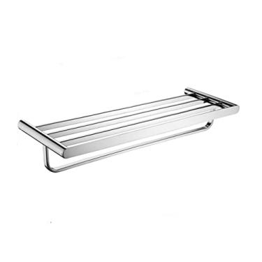 Imagem de Toalheiro de aço inoxidável acessórios para banheiro, ouro escovado, trilho de montagem em parede, toalheiro de chuveiro, suporte de prateleira, cromado preto fosco, toalheiro A8