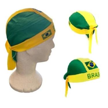 Imagem de Bandana Touca Brasil Torcedor Verde E Amarela Bandeira - Senhor Preco