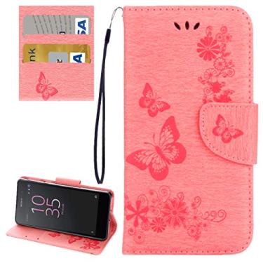 Imagem de Para Sony E5 Butterflies em relevo case de couro horizontal com titular e slots de cartão e carteira e cordão