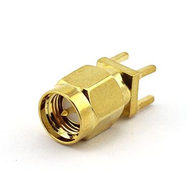 Imagem de DGZZI Pacote com 5 adaptadores SMA macho RF coaxial 4 pinos conector reto de suporte quadrado PCB conector de tomada de montagem em painel PCB